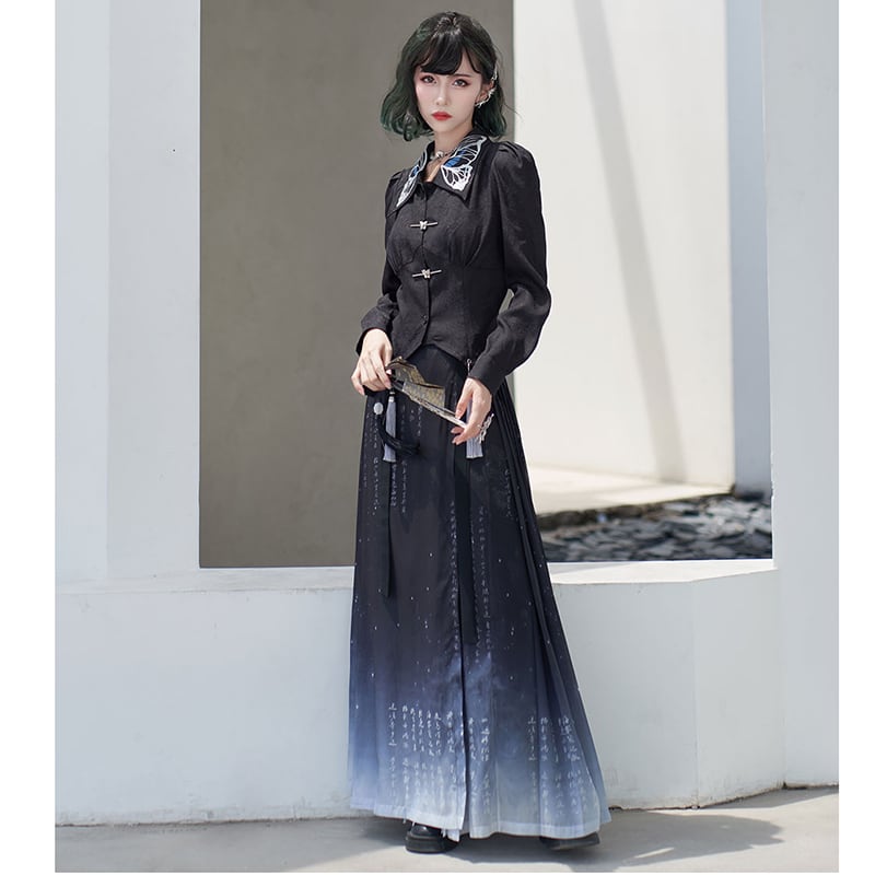 [Qingtang --- Long Sangshi Series]★China style skirt★Bottoms Letter pattern Hanfu skirt Easy to match