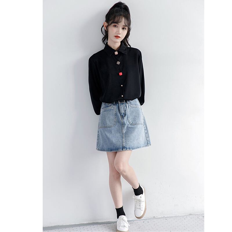 [ZISU0 Series]★Shirt★ Tops Fashion Ladies Black Commuting Office Lady Easy to match