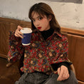 Load image into Gallery viewer, Floral Shirt Tops Print Unique Corduroy Retro Cute Ladies Fashion Red
