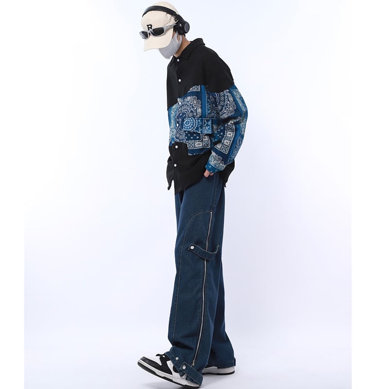 [MGJM Series] ★Denim Pants★ Bottoms Pants Unisex Men's Retro Easy to Match Blue Blue