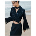 Load image into Gallery viewer, [Big Blue Dragon Series] ★China style outerwear★ Mini length V neck butterfly switching black black sexy
