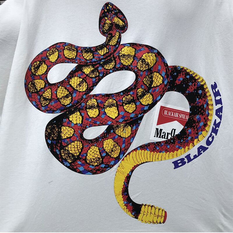 [WEILANG Series] ★T-shirt★ 2 color tops Unisex Harajuku style Cotton Snake Unique Cool Summer Black White