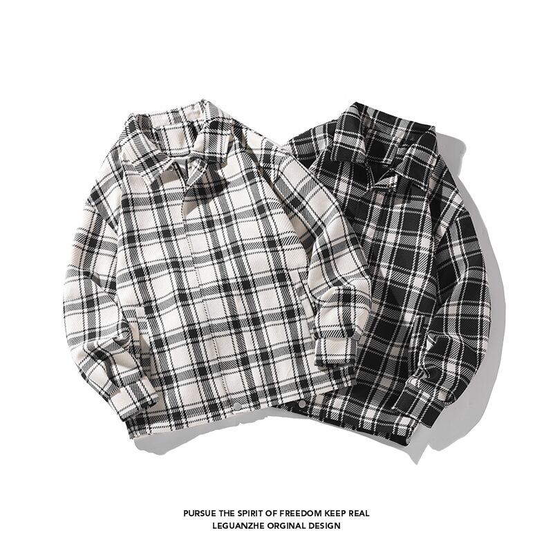 [BIGEMAN Series]★Jacket★ 2color outer plaid pattern unisex men's black white