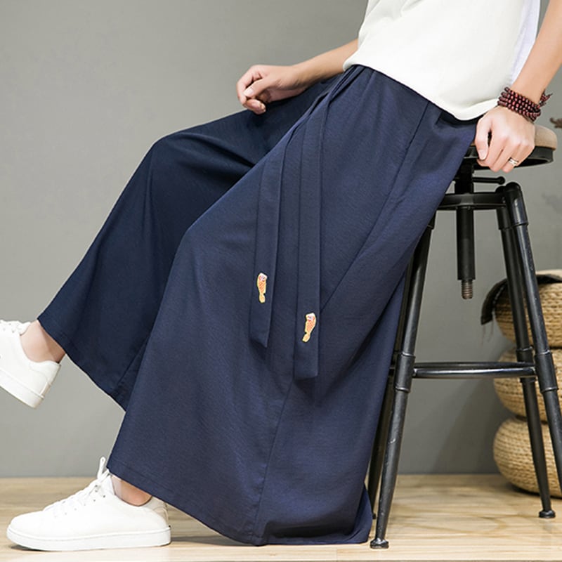 [Small Trouble Series]★China Style Pants★ 5color Bottoms Unisex Men's Large Size Gaucho Pants