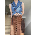 Load image into Gallery viewer, [Reizuki Memories Series]★Denim Skirt★ Bottoms Tight Skirt Slimming Fashion Brown XS SML XL
