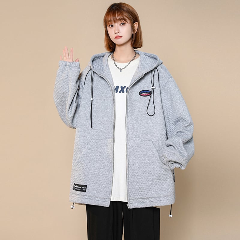 [SENSU Series]★Jacket★ 3color outerwear unisex men's hooded black white gray