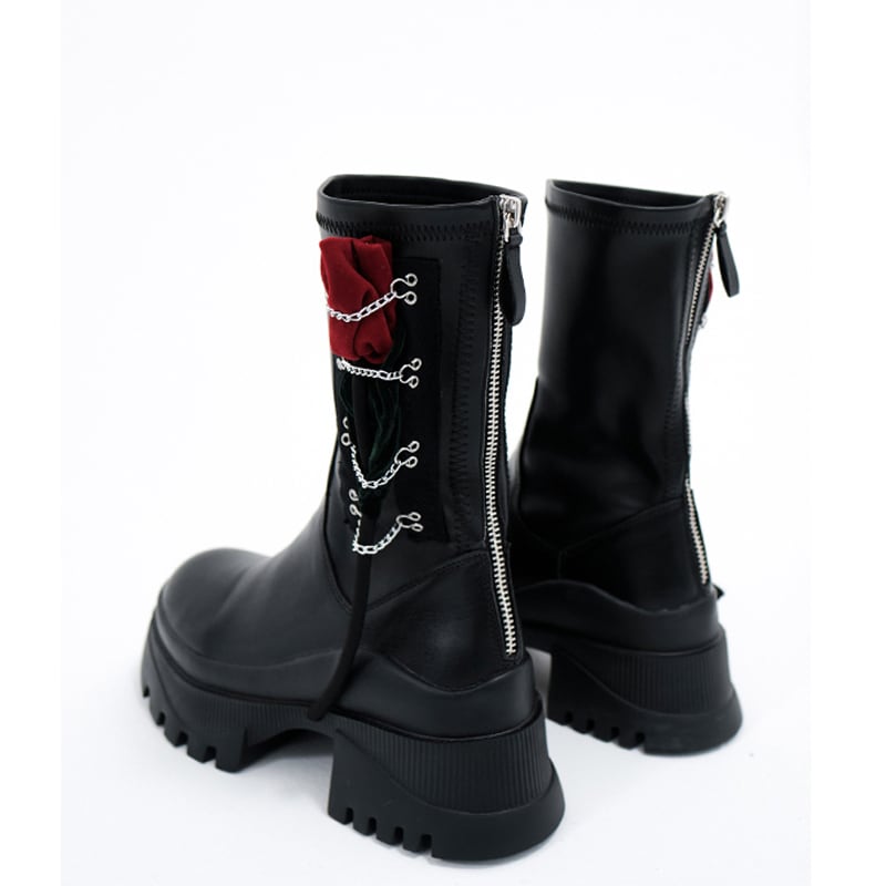 [chicsky---Kurono Series]★Shoes★Boots 35 36 37 38 39 Shoes Rose Chain Black Black Cute