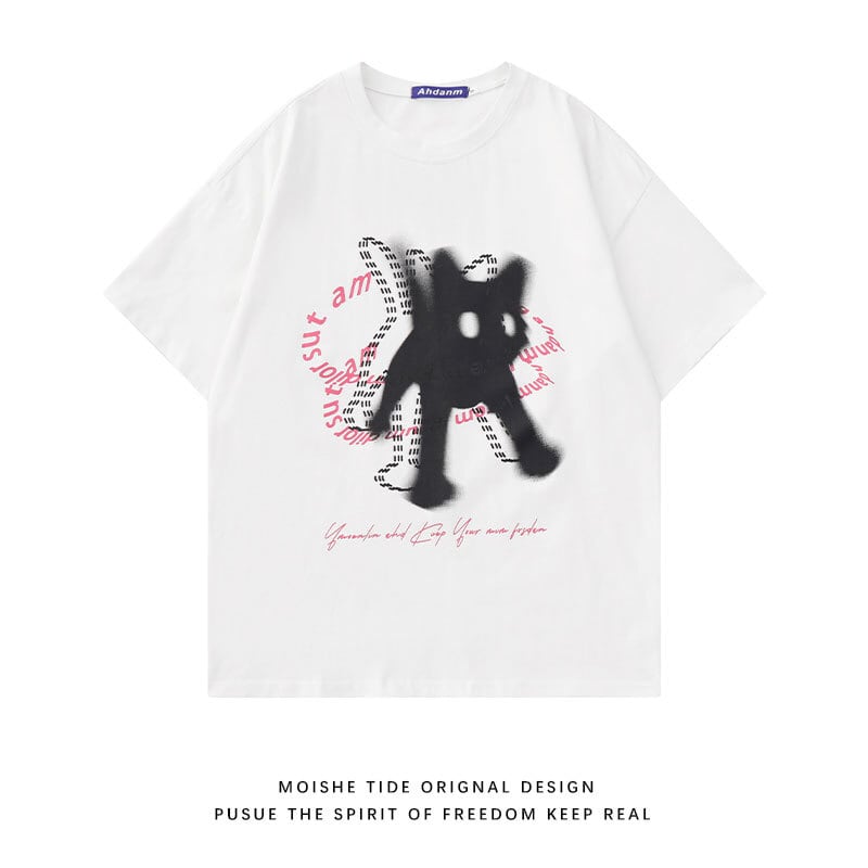 【MOISHE TIDEシリーズ】★Tシャツ★ 3color トップス 半袖シャツ 男女兼用 メンズ ネコ ねこ 猫