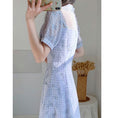 Load image into Gallery viewer, [NIHUO series] ★China style dress★ Plaid party short sleeves blue blue XS SML slimming
