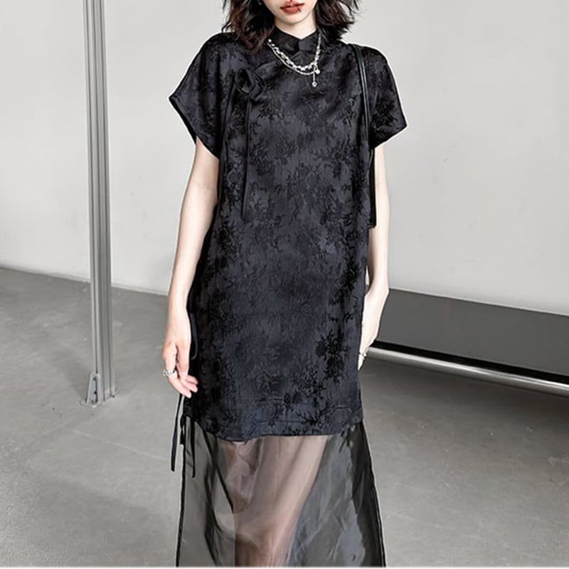 [YIDAO Series]★China-style dress★ Daily wear Chinese clothing Black Black Improved Chinese dress