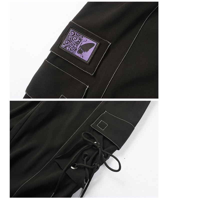 [Ancient monster---Swallow tail butterfly series]★Pants★ Regular type or brushed lining type Bottoms Casual pants Butterfly Slimming SML XL 2XL Black Black Original