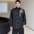 Load image into Gallery viewer, [Illustrated Series]★China Style Shirt★ Embroidery Bamboo Bamboo Embroidery Tops Long Sleeve Shirt Unisex Men's Black Black
