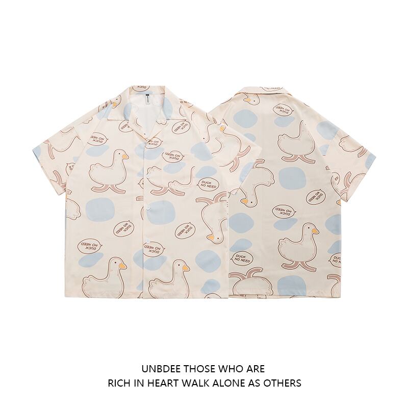 [HTTAOSUP Series]★Shirt★ Tops, short sleeve shirt, animal pattern, unisex, men and women, easy to match, cute duck