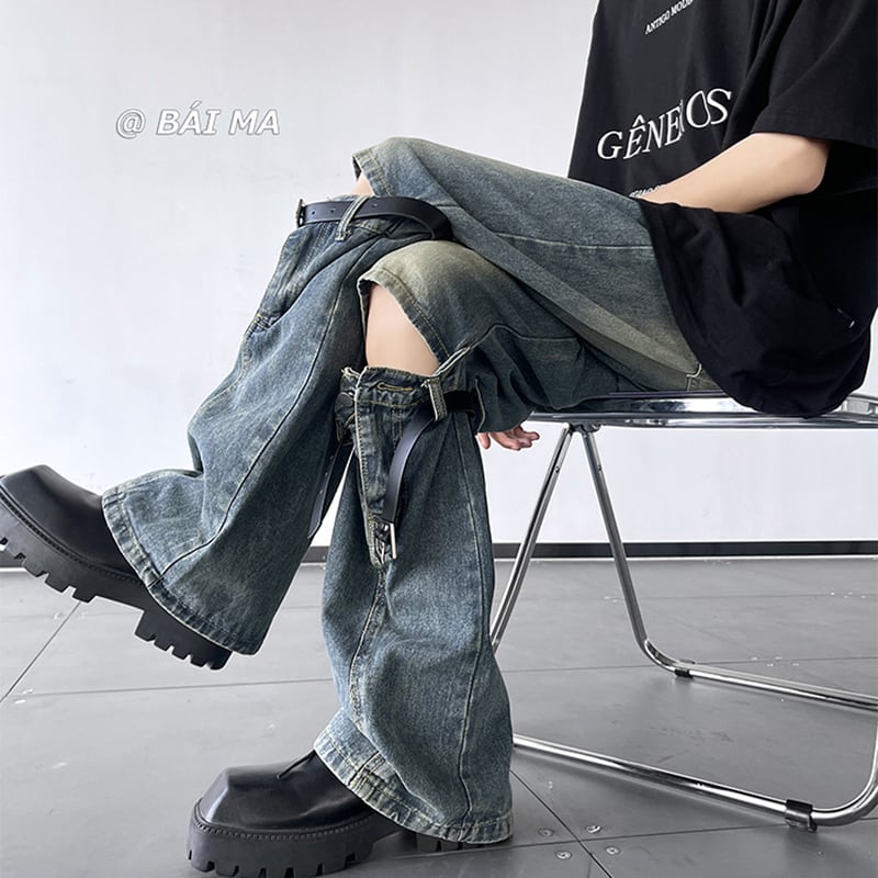 [ZHUIYI Series]★Denim Pants★ Trousers Bottoms Unisex Men's Distressed Stylish Retro ML XL 2XL