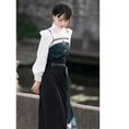 Load image into Gallery viewer, [Kaede bamboo --- one shade of green series] ★Chinese style setup★ 3-piece set Shirt + Vest + Maki skirt Chinese clothes
