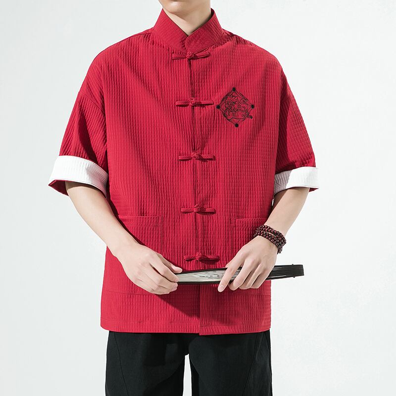 [Small Troubles Series]★China Style Shirt★ Tops 6color Unisex Men's Large Size Improved Tang Suit