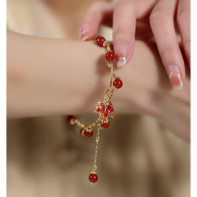 [Random Series]★China Style Bracelet★ Bracelet Ladies Accessories Maple Present Red Red