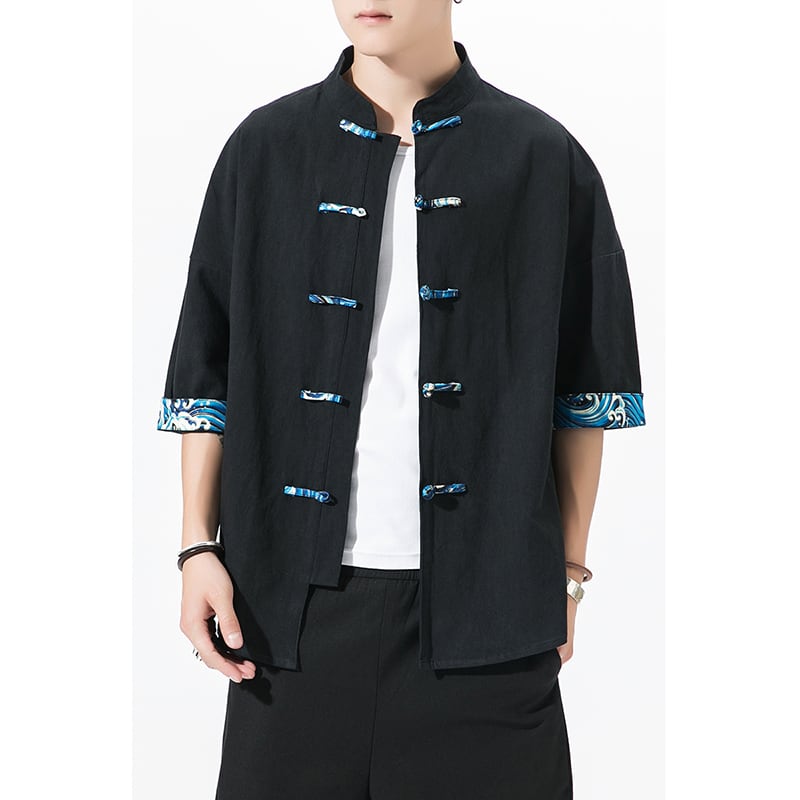 [Go Doki Series] ★China style shirt★ 3color tops unisex men's large size black black improved Tang suit