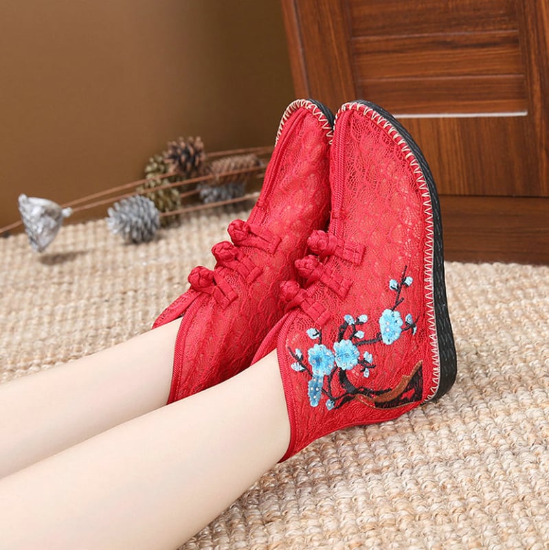 [Aki Tatsu Series]★Embroidered shoes★ 3color Handmade shoes Chinese shoes Ethnic style Lace Temperament enhancing shoes Size 34-40