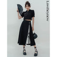 Load image into Gallery viewer, [LOVEHEYNEW Series] ★China style skirt★ Bottoms Slit Color scheme Black Black SML Slimming Easy to match
