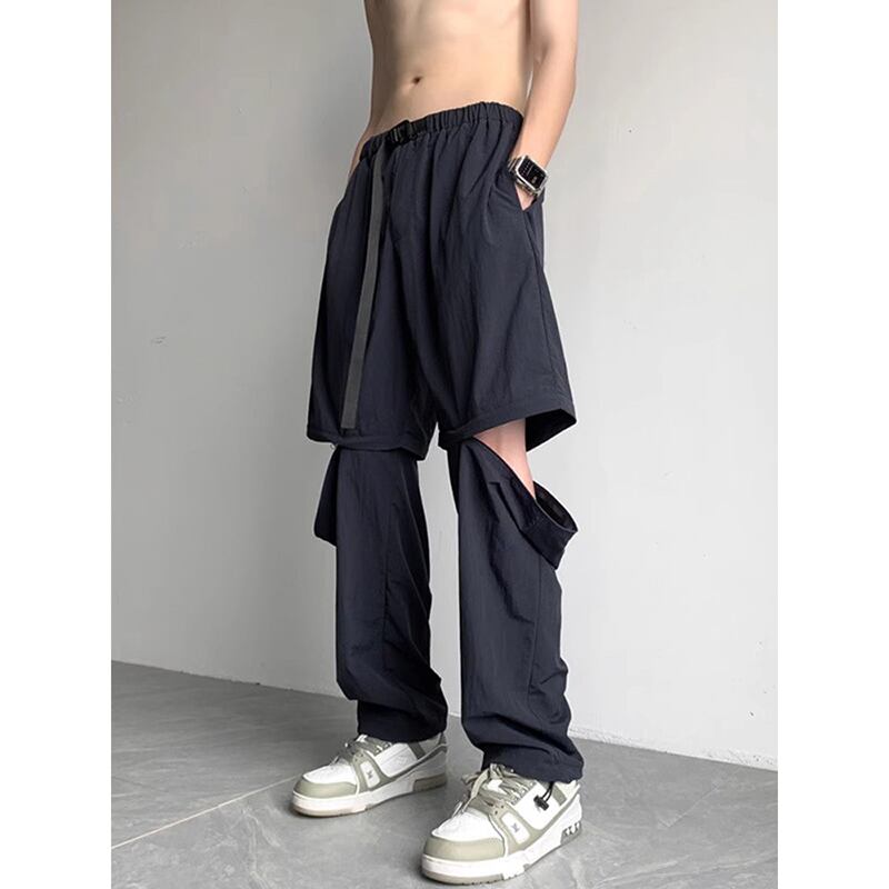 [BIGEMAN Series] ★Casual Pants★ 2color Bottoms that can be turned into shorts Pants Men's Large Size Navy Black