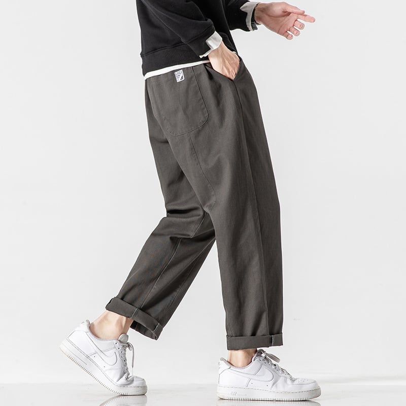 [BIGEMAN Series] ★Casual Pants★ 2color, 9/4 length bottoms, trousers, unisex, men's, large size, slimming, simple