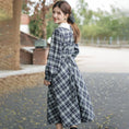 Load image into Gallery viewer, [Big Orange Series] ★One Piece★ Plaid Retro Ladies Commuting Date School Blue Blue Cute
