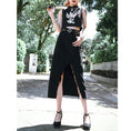 Load image into Gallery viewer, [Kokaisha---Hikimai Series] ★Denim skirt★ 2color bottoms with belt and slit black blue
