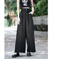 Load image into Gallery viewer, [Ancient monster---Long wind series]★China style pants★Bottoms Gaucho pants with belt Black Black
