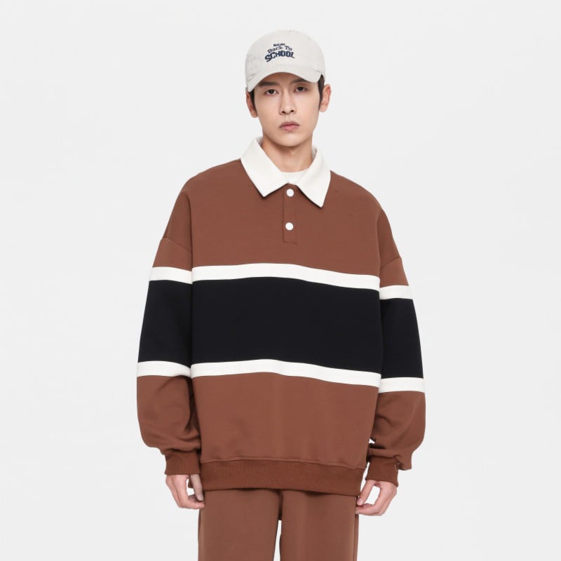 [DLSJ Series] ★Tops★ 4color POLO neck Unisex Men's long sleeve tops Color scheme Spring clothes Autumn clothes Easy to match