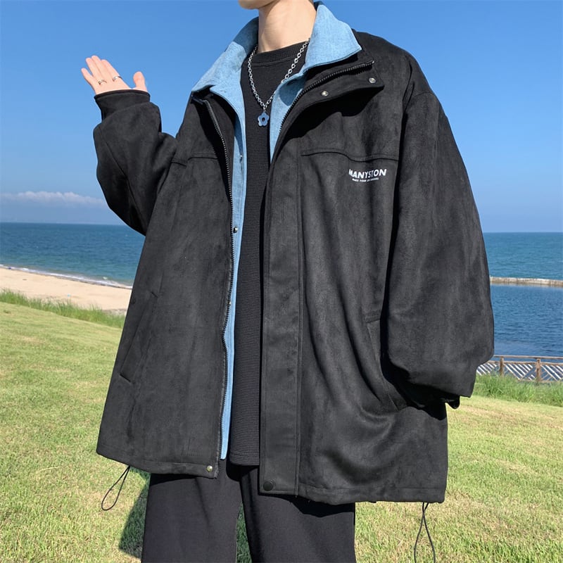 [MANYSTON Series]★Jacket★ Outerwear 2color Faux Layered Unisex Men's White Black Casual