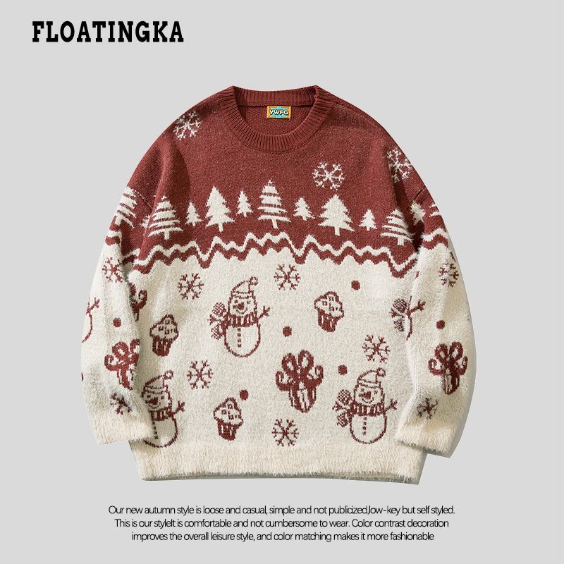 [SHERONG Series]★Sweater★ 3color Knit Tops Christmas Unisex Men's Snowman Black Green Red