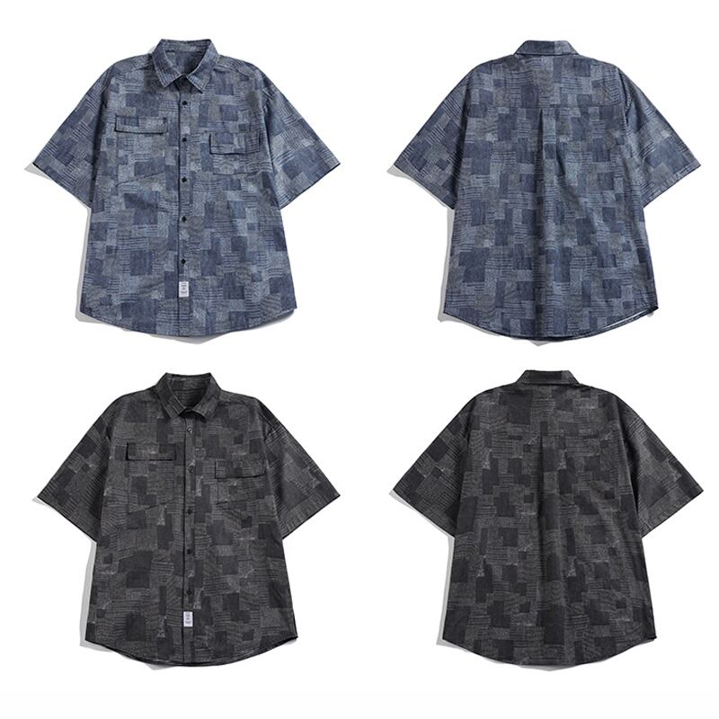 [BIGEMAN Series]★Shirt★ Tops 2color Unisex Men's Large Size Plaid Pattern Easy to Match