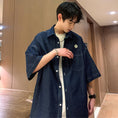 Load image into Gallery viewer, [BIGEMAN Series]★Denim Shirt★ 2color Tops Short Sleeve Shirt Unisex Men's Large Size Black Blue
