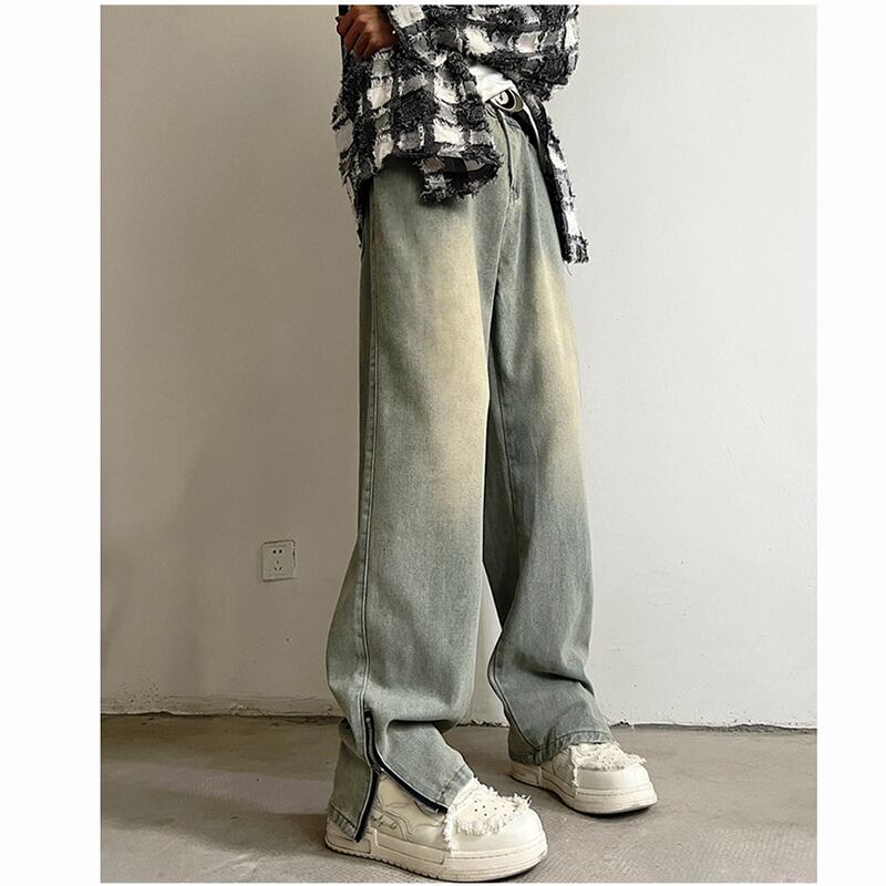 [QISHE Series] ★Denim Pants★ Bottoms Pants Unisex Men's Alphabet Slimming Fashion