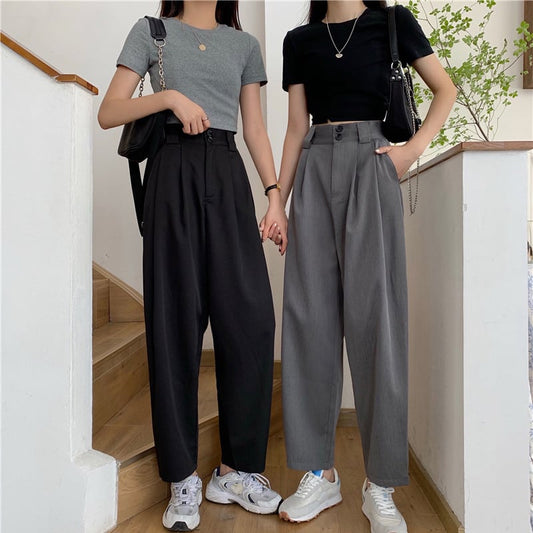 [Left Sister Series] ★Casual Pants★ 2color Pants Bottoms Loose Easy to Match Date Commuting Office Lady Black Gray