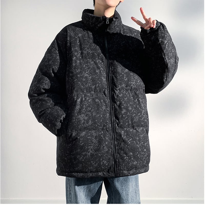 [DUFENG Series] ★Cotton coat★ 3color outer winter coat unisex men's large size green black blue