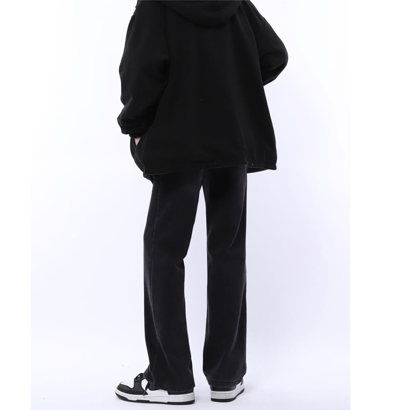 [MGJM Series]★Denim pants★ Regular type or brushed lining type Bottoms Unisex Men's Pants Good slimming effect Black Black