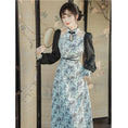 Load image into Gallery viewer, [Only you series] ★China style dress★ Improved cheongsam dress, off-the-shoulder ink pattern, slimming wear, date photo shoot
