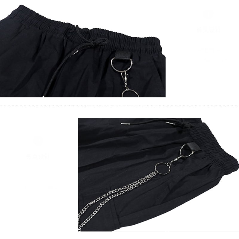 [MISSIN STUDIO Series] ★Casual Pants★ Pants with Chains Bottoms Black Black Autumn Clothes Slimming Stylish