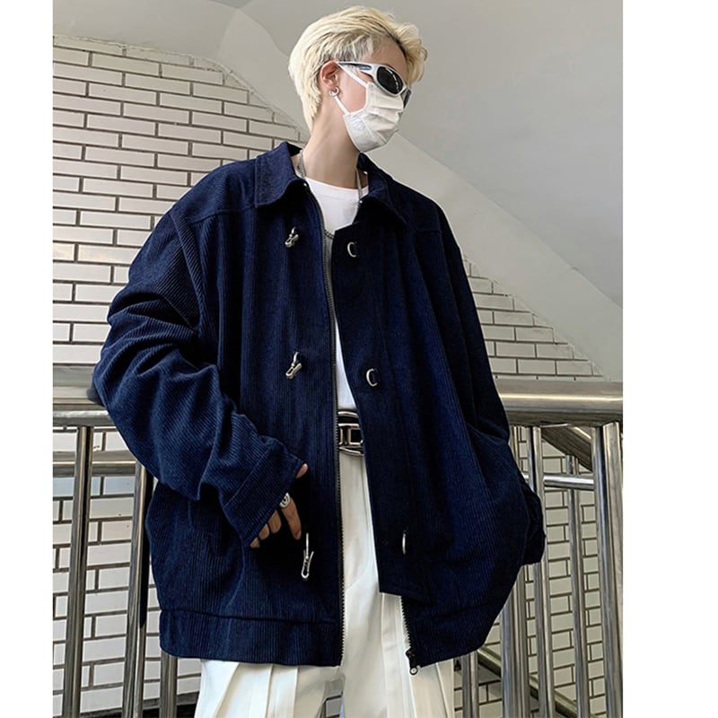 [Satoru Series]★Jacket★ 2color Outer Corduroy Unisex Men's Black Navy Retro