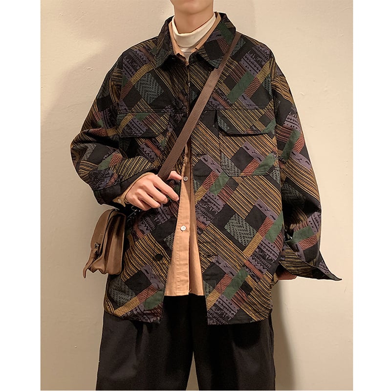 [GUYU Series]★Outerwear★ Shirt Jacket Ethnic Style Unisex Men's Ethnic Style Retro ML XL 2XL