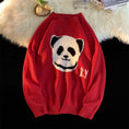 Load image into Gallery viewer, [Emeisa Series]★Sweater★ 3color Knit Tops Unisex Men's Panda Cute New Year Black Red
