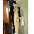 Load image into Gallery viewer, [MISS.F Series]★Cheongsam dress★ Switching velvet Temperament enhancement Color scheme Chinese style dress
