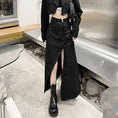 Load image into Gallery viewer, [Lin Shushuo Series] ★China style skirt★ Bottoms Slit Asymmetrical Unique Harajuku style Easy to match Slimming Black Black
