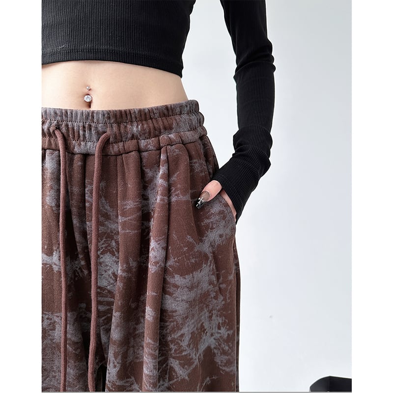 [Ki Shoko Series] ★Casual Pants★ 2color Floral Pattern Pants Bottoms Unisex Men's Black Coffee Color