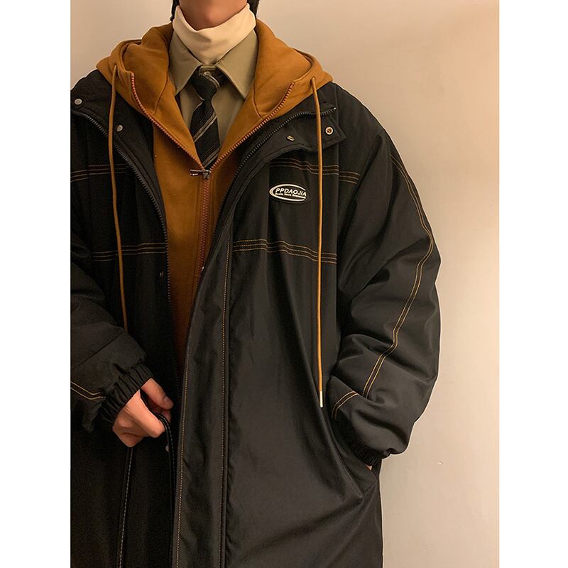 [PPDJ Series] ★Coat with cotton insert★ 2color outer winter coat unisex men's large size fake layered