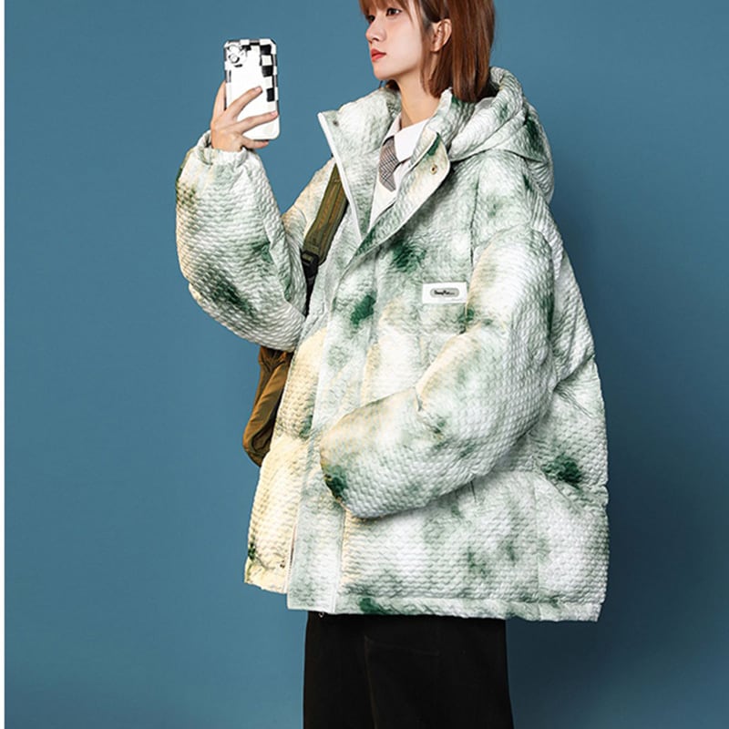 [Morimoto Series] ★Winter Coat★ 3color Cotton Coat Unisex Men's Print Gray Blue Green