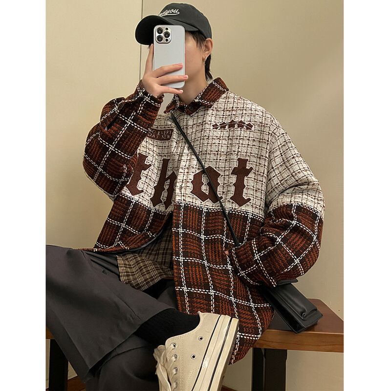 [YOULIN Series] ★Outer★ 3color Unisex Men's Plaid Pattern Coffee Color Green Black