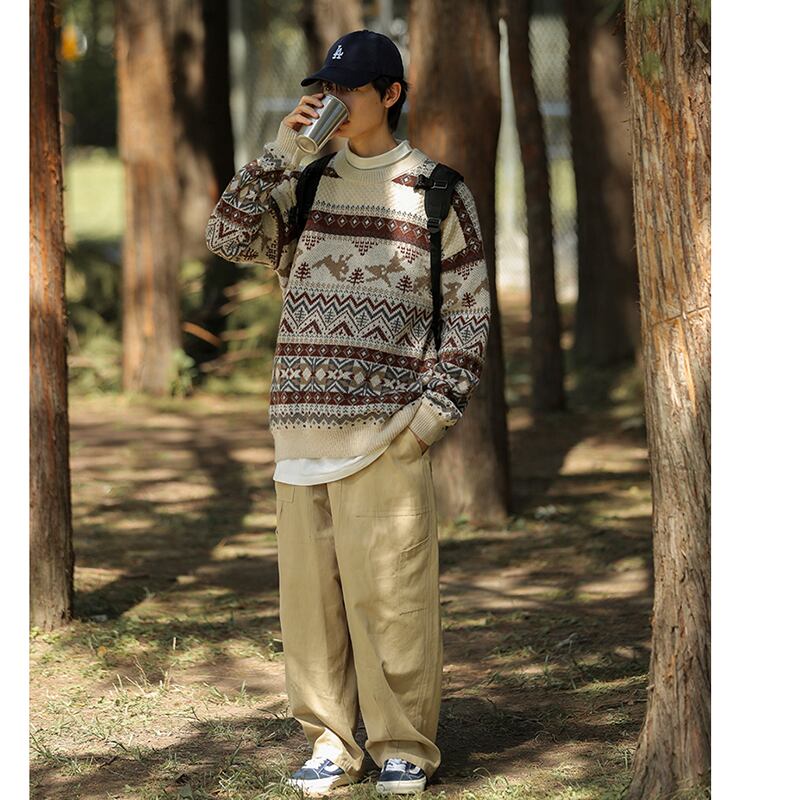 [Pvpvpv series] ★Sweater★ 2color knit tops Christmas unisex men's deer casual easy to match